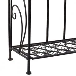 4-Shelf Metal Indoor Outdoor Tall Folding Scroll Bakers Rack in Black by Litton Lane -Outlet Litton Lane Store onyx litton lane baker s racks 63376 44 1000