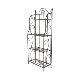 4-Shelf Metal Indoor Outdoor Tall Folding Scroll Bakers Rack in Black by Litton Lane -Outlet Litton Lane Store onyx litton lane baker s racks 63376 4f 1000