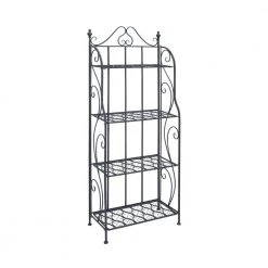 4-Shelf Metal Indoor Outdoor Tall Folding Scroll Bakers Rack in Black by Litton Lane