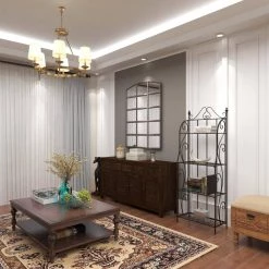 4-Shelf Metal Indoor Outdoor Tall Folding Scroll Bakers Rack in Black by Litton Lane -Outlet Litton Lane Store onyx litton lane baker s racks 63376 77 1000