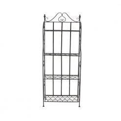 4-Shelf Metal Indoor Outdoor Tall Folding Scroll Bakers Rack in Black by Litton Lane -Outlet Litton Lane Store onyx litton lane baker s racks 63376 c3 1000