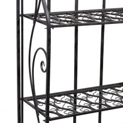 4-Shelf Metal Indoor Outdoor Tall Folding Scroll Bakers Rack in Black by Litton Lane -Outlet Litton Lane Store onyx litton lane baker s racks 63376 fa 1000