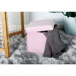 15 in. Pink Polyester Modern Storage Stool by Litton Lane -Outlet Litton Lane Store pink litton lane bar stools 53729 31 1000