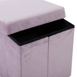 15 in. Pink Polyester Modern Storage Stool by Litton Lane -Outlet Litton Lane Store pink litton lane bar stools 53729 fa 1000