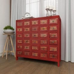 Red Boho Style Wood Cabinet by Litton Lane 12 Red Boho Style Wood Cabinet by Litton Lane -Outlet Litton Lane Store red litton lane accent cabinets 042232 1d 1000