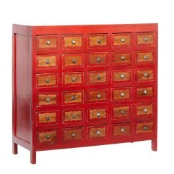 Red Boho Style Wood Cabinet by Litton Lane