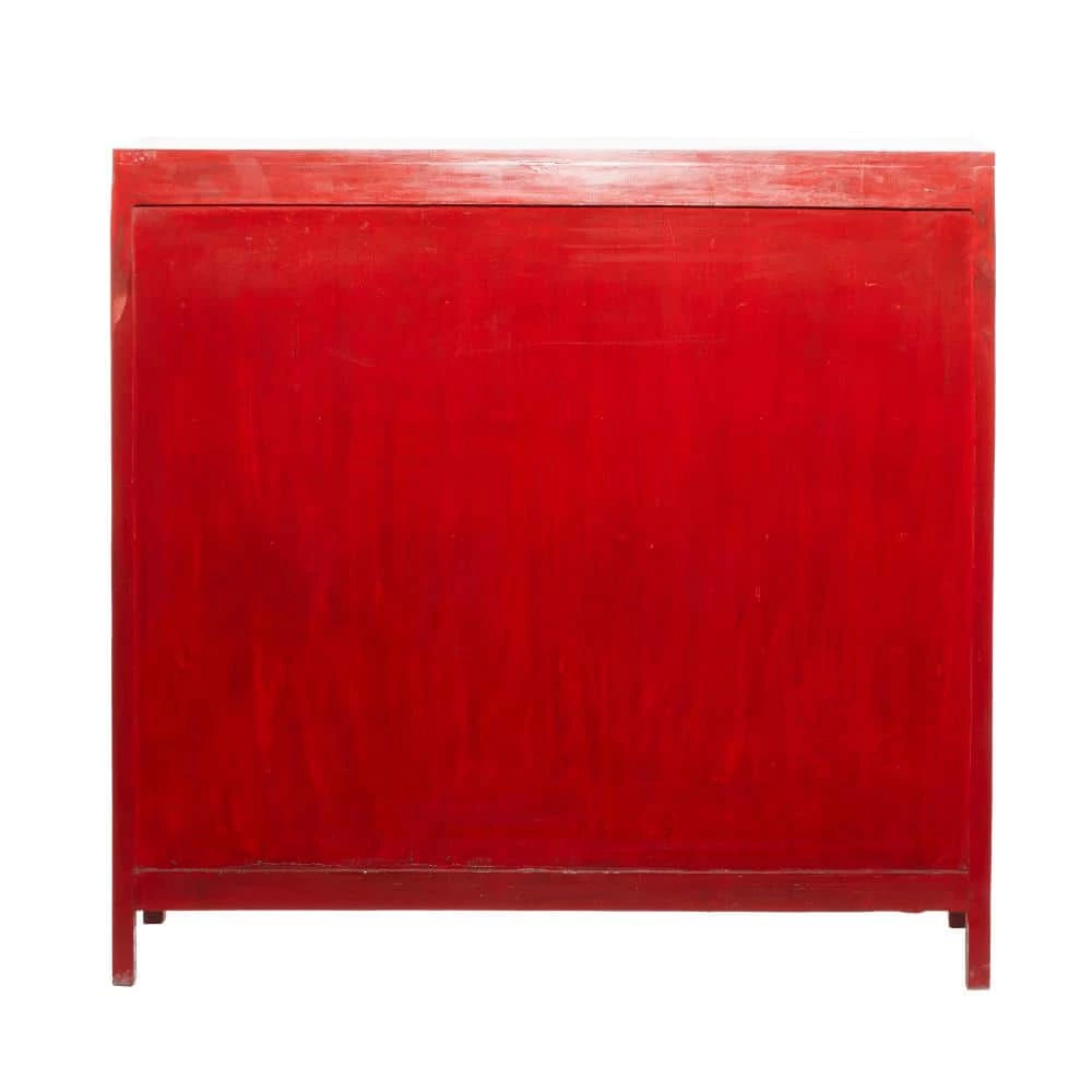 Red Boho Style Wood Cabinet by Litton Lane 6 Red Boho Style Wood Cabinet by Litton Lane - Image 4