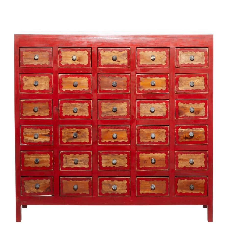 Red Boho Style Wood Cabinet by Litton Lane 4 Red Boho Style Wood Cabinet by Litton Lane - Image 2
