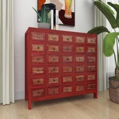 Red Boho Style Wood Cabinet by Litton Lane 16 Red Boho Style Wood Cabinet by Litton Lane -Outlet Litton Lane Store red litton lane accent cabinets 042232 fa 1000