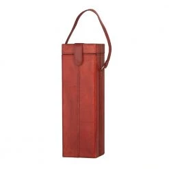 1-Bottle Red Leather Modern Wine Holder by Litton Lane