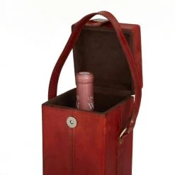 1-Bottle Red Leather Modern Wine Holder by Litton Lane -Outlet Litton Lane Store red litton lane wine racks 041337 77 1000