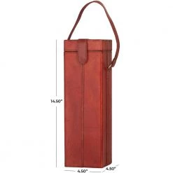 1-Bottle Red Leather Modern Wine Holder by Litton Lane -Outlet Litton Lane Store red litton lane wine racks 041337 c3 1000