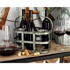 6 Bottle Silver Metal Wine Holder by Litton Lane -Outlet Litton Lane Store silver buffed finish litton lane wine racks 38153 31 1000