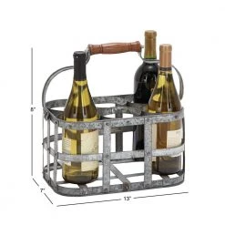 6 Bottle Silver Metal Wine Holder by Litton Lane -Outlet Litton Lane Store silver buffed finish litton lane wine racks 38153 76 1000