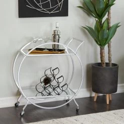 30 In. Silver Contemporary Metal Bar Cart by Litton Lane -Outlet Litton Lane Store silver litton lane bar carts 041431 31 1000