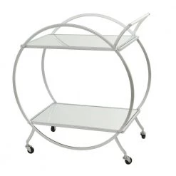 30 In. Silver Contemporary Metal Bar Cart by Litton Lane