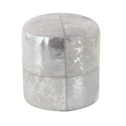 16 in. Silver Leather Contemporary Ottoman by Litton Lane -Outlet Litton Lane Store silver litton lane bar stools 95946 4f 1000