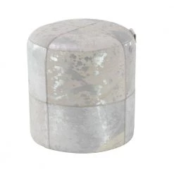 16 in. Silver Leather Contemporary Ottoman by Litton Lane -Outlet Litton Lane Store silver litton lane bar stools 95946 c3 1000