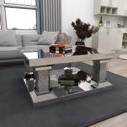 39 in. Silver Glam Wood Coffee Table by Litton Lane -Outlet Litton Lane Store silver litton lane coffee tables 040920 d4 1000