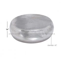 42 in. Silver Round Aluminum Drum Shaped Coffee Table with Hammered Design by Litton Lane -Outlet Litton Lane Store silver litton lane coffee tables 23913 76 1000