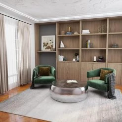 42 in. Silver Round Aluminum Drum Shaped Coffee Table with Hammered Design by Litton Lane -Outlet Litton Lane Store silver litton lane coffee tables 23913 77 1000