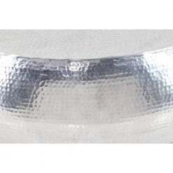 42 in. Silver Round Aluminum Drum Shaped Coffee Table with Hammered Design by Litton Lane -Outlet Litton Lane Store silver litton lane coffee tables 23913 c3 1000