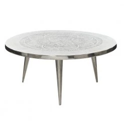 35 in. Silver Round Aluminum Traditional Coffee Table by Litton Lane