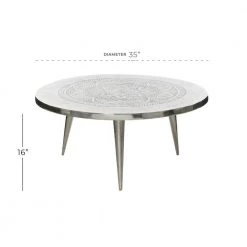 35 in. Silver Round Aluminum Traditional Coffee Table by Litton Lane -Outlet Litton Lane Store silver litton lane coffee tables 46755 76 1000