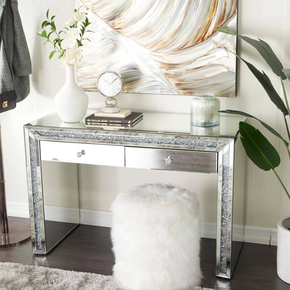 32 In. Silver Wood Glam Console Table by Litton Lane 16 32 In. Silver Wood Glam Console Table by Litton Lane - Image 14