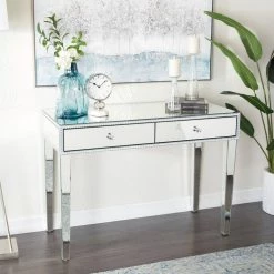 32 In. Silver MDF Glam Console Table by Litton Lane 27 32 In. Silver MDF Glam Console Table by Litton Lane -Outlet Litton Lane Store silver litton lane console tables 040827 31 1000