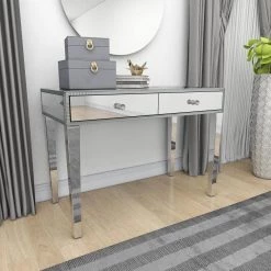 32 In. Silver MDF Glam Console Table by Litton Lane 24 32 In. Silver MDF Glam Console Table by Litton Lane -Outlet Litton Lane Store silver litton lane console tables 040827 fa 1000