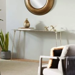 50 in. Silver Rectangle Aluminum Glam Console Table by Litton Lane 19 50 in. Silver Rectangle Aluminum Glam Console Table by Litton Lane -Outlet Litton Lane Store silver litton lane console tables 041187 31 1000