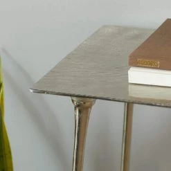 50 in. Silver Rectangle Aluminum Glam Console Table by Litton Lane 15 50 in. Silver Rectangle Aluminum Glam Console Table by Litton Lane -Outlet Litton Lane Store silver litton lane console tables 041187 4f 1000