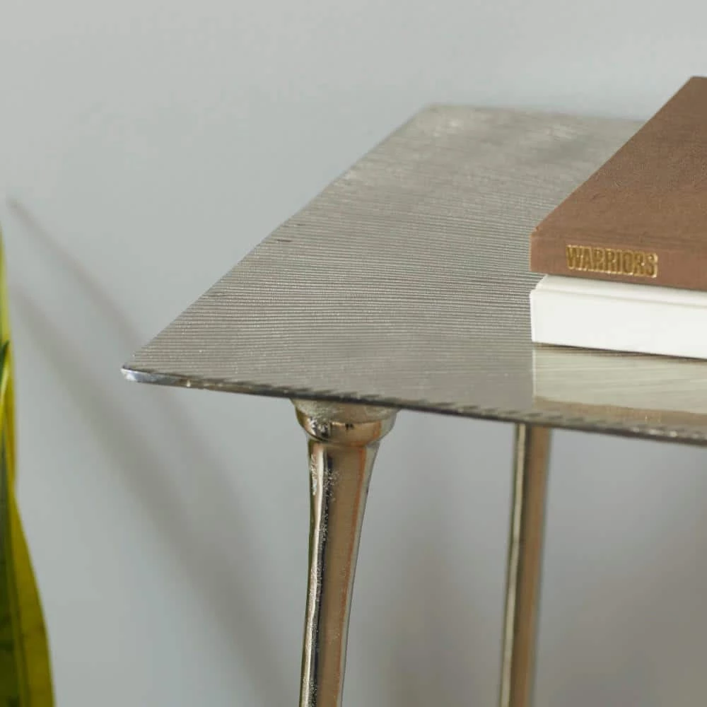 50 in. Silver Rectangle Aluminum Glam Console Table by Litton Lane 7 50 in. Silver Rectangle Aluminum Glam Console Table by Litton Lane - Image 5