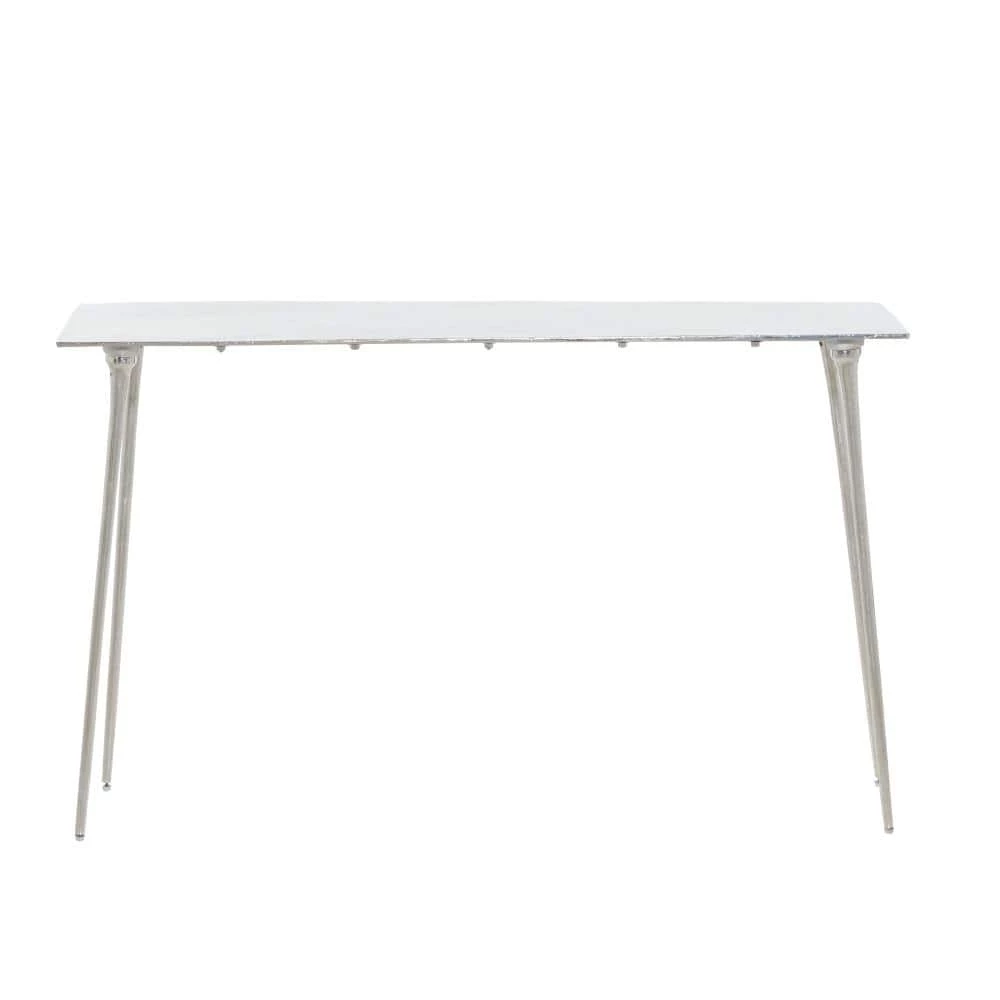 50 in. Silver Rectangle Aluminum Glam Console Table by Litton Lane 5 50 in. Silver Rectangle Aluminum Glam Console Table by Litton Lane - Image 3