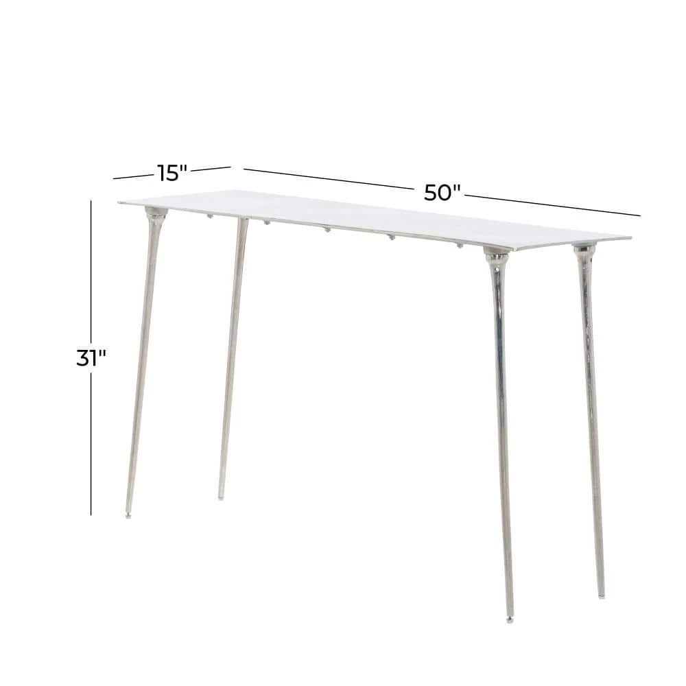 50 in. Silver Rectangle Aluminum Glam Console Table by Litton Lane 10 50 in. Silver Rectangle Aluminum Glam Console Table by Litton Lane - Image 8