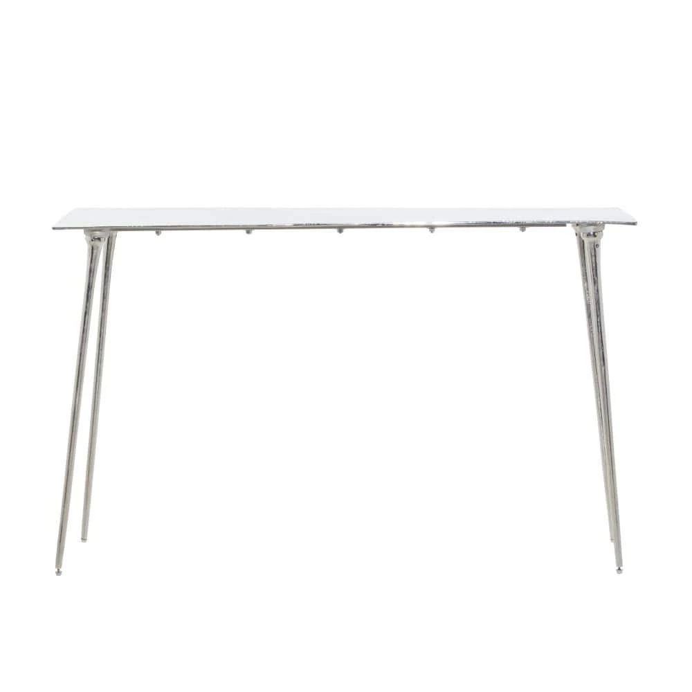 50 in. Silver Rectangle Aluminum Glam Console Table by Litton Lane 6 50 in. Silver Rectangle Aluminum Glam Console Table by Litton Lane - Image 4