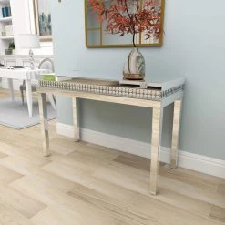 47 in. Silver Rectangle Wood Glam Console Table by Litton Lane -Outlet Litton Lane Store silver litton lane console tables 041192 c3 1000