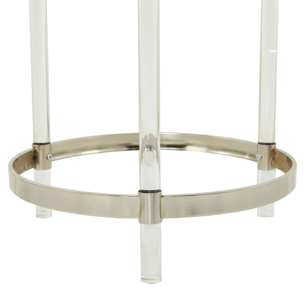 19 in. Silver Round Glass End Table by Litton Lane 7 19 in. Silver Round Glass End Table by Litton Lane - Image 5