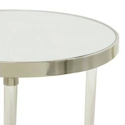 19 in. Silver Round Glass End Table by Litton Lane 12 19 in. Silver Round Glass End Table by Litton Lane -Outlet Litton Lane Store silver litton lane end side tables 042395 4f 1000