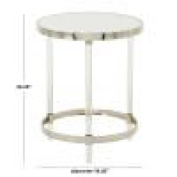 19 in. Silver Round Glass End Table by Litton Lane 8 19 in. Silver Round Glass End Table by Litton Lane - Image 6
