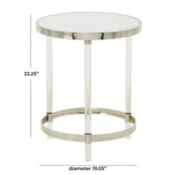19 in. Silver Round Glass End Table by Litton Lane 11 19 in. Silver Round Glass End Table by Litton Lane -Outlet Litton Lane Store silver litton lane end side tables 042395 c3 1000