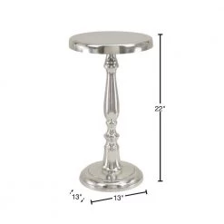 13 in. Silver Round Aluminum Small End Table by Litton Lane