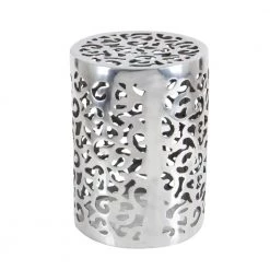 13 in. Silver Cylinder Aluminum Scroll End Table by Litton Lane -Outlet Litton Lane Store silver litton lane end side tables 30882 4f 1000