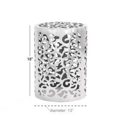 13 in. Silver Cylinder Aluminum Scroll End Table by Litton Lane -Outlet Litton Lane Store silver litton lane end side tables 30882 c3 1000