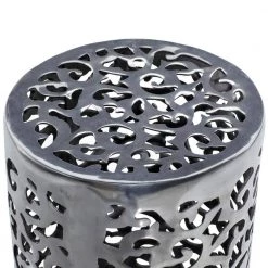 13 in. Silver Cylinder Aluminum Scroll End Table by Litton Lane -Outlet Litton Lane Store silver litton lane end side tables 30882 fa 1000