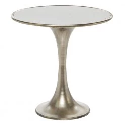 25 in. Silver Round Marble End Table with White Top by Litton Lane