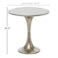 25 in. Silver Round Marble End Table with White Top by Litton Lane -Outlet Litton Lane Store silver litton lane end side tables 39895 76 1000