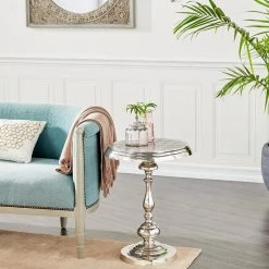 18 in. Silver Round Aluminum End Table by Litton Lane -Outlet Litton Lane Store silver litton lane end side tables 46753 31 1000