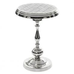 18 in. Silver Round Aluminum End Table by Litton Lane
